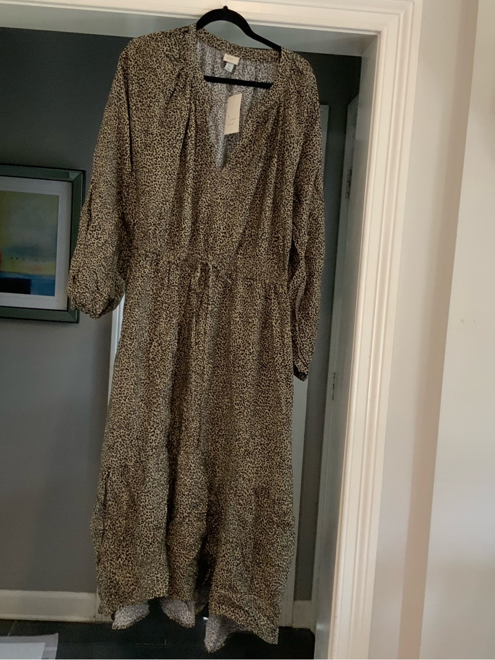 Women’s Printed Long Sleeve Midi Dress in Brown and Black a new day nwt sku 3256